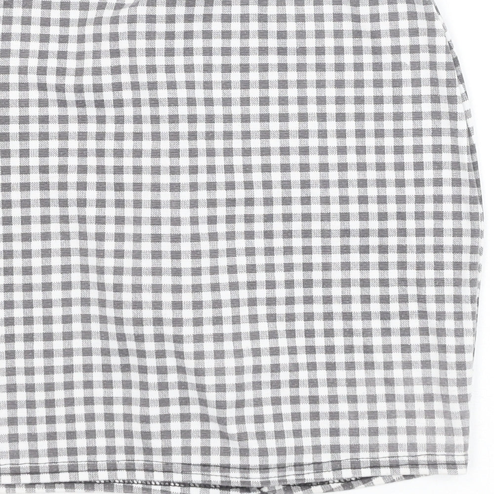 PRETTYLITTLETHING Womens Grey Check Polyester Mini Skirt Size 8