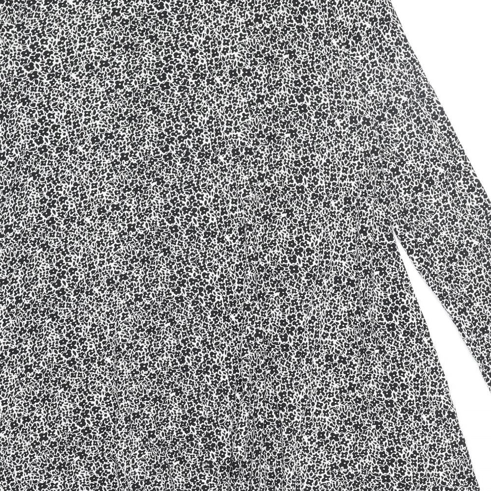 Papaya Womens Black Floral Viscose Fit & Flare Size M Round Neck Pullover