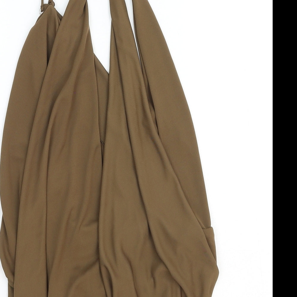 Womens UK Size S Zara Brown Basic Tank
