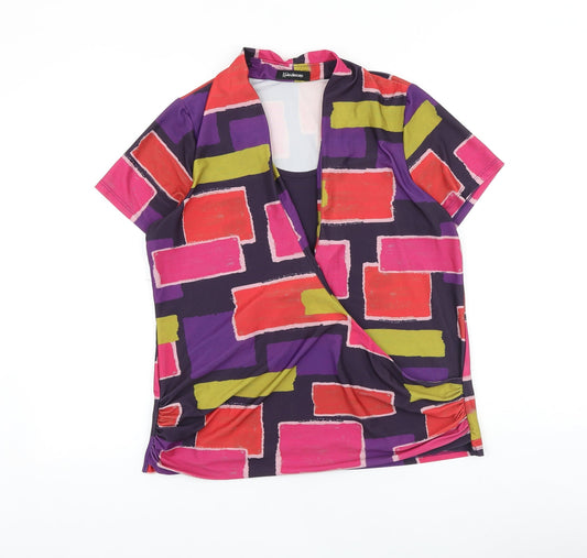 Womens UK Size 12 Kaleidoscope Multicoloured Basic Blouse