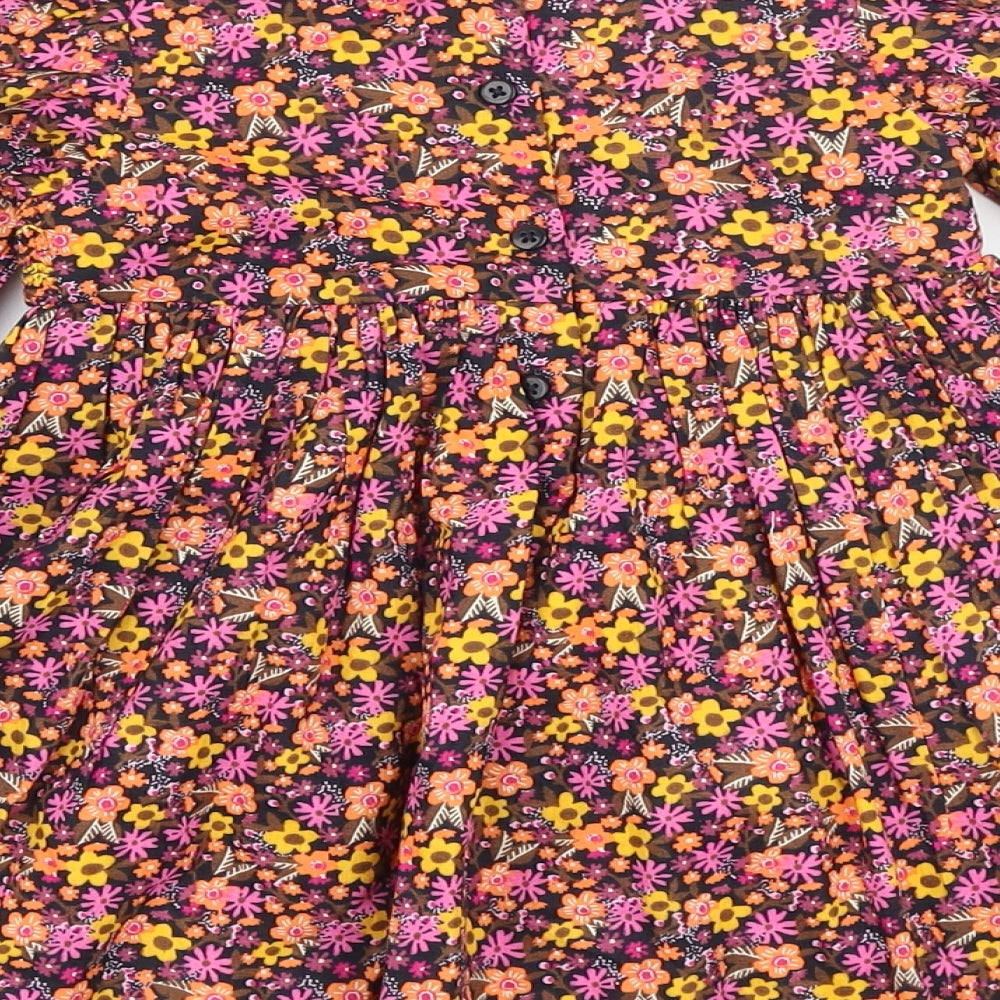 Matalan Multicoloured Floral 100% Cotton A-Line Size 12-18 Months Round Neck Button