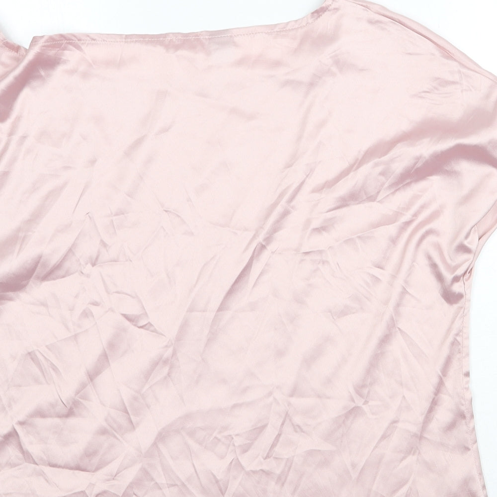 SheIn Womens Pink Polyester Basic T-Shirt Size L Round Neck