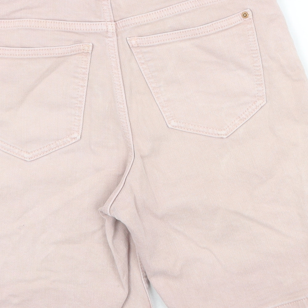 Marks and Spencer Womens Pink Cotton Bermuda Shorts Size 6 Regular Zip