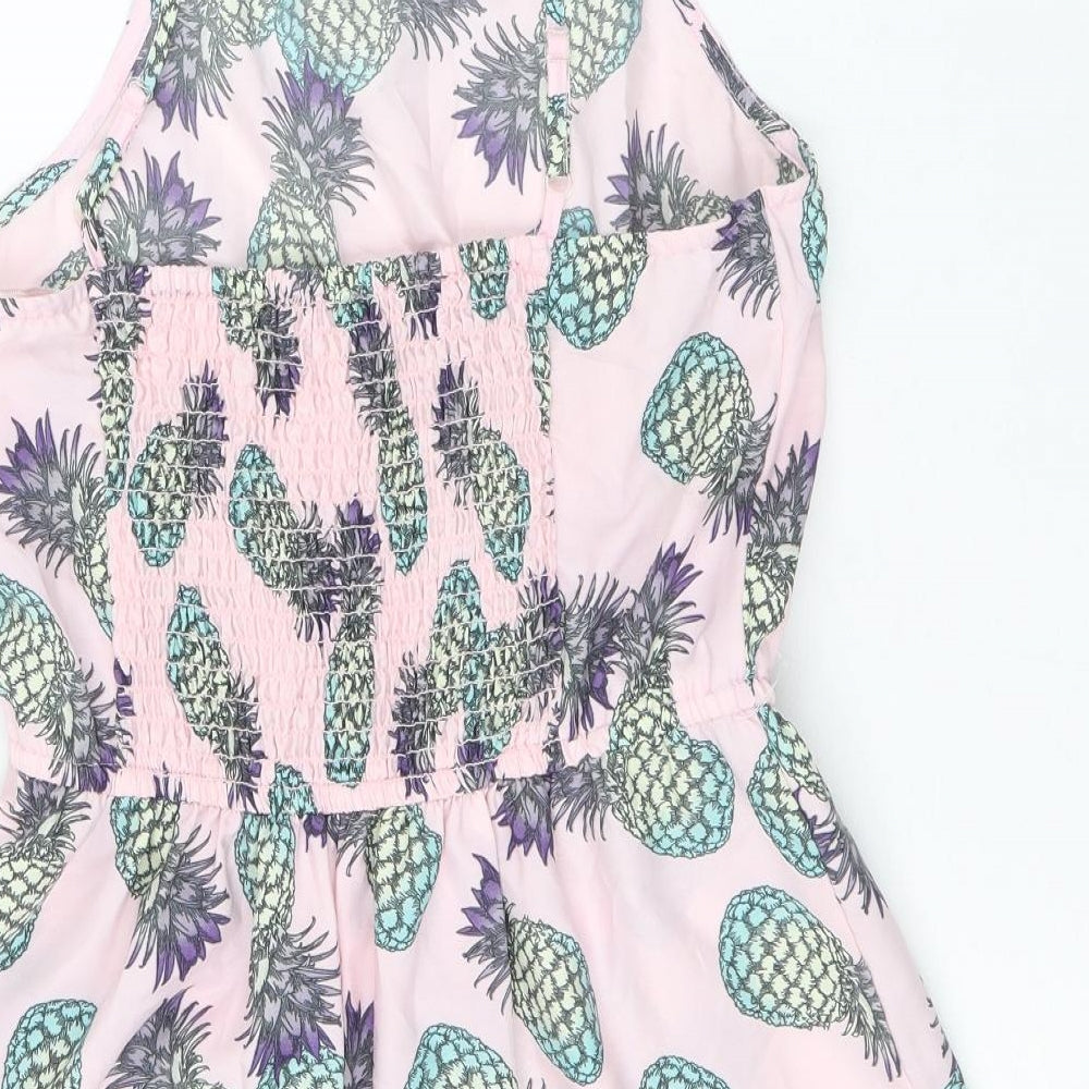 Primark Womens Pink Geometric Polyester Playsuit Outfit/Set Size 8 Pullover - Pineapple