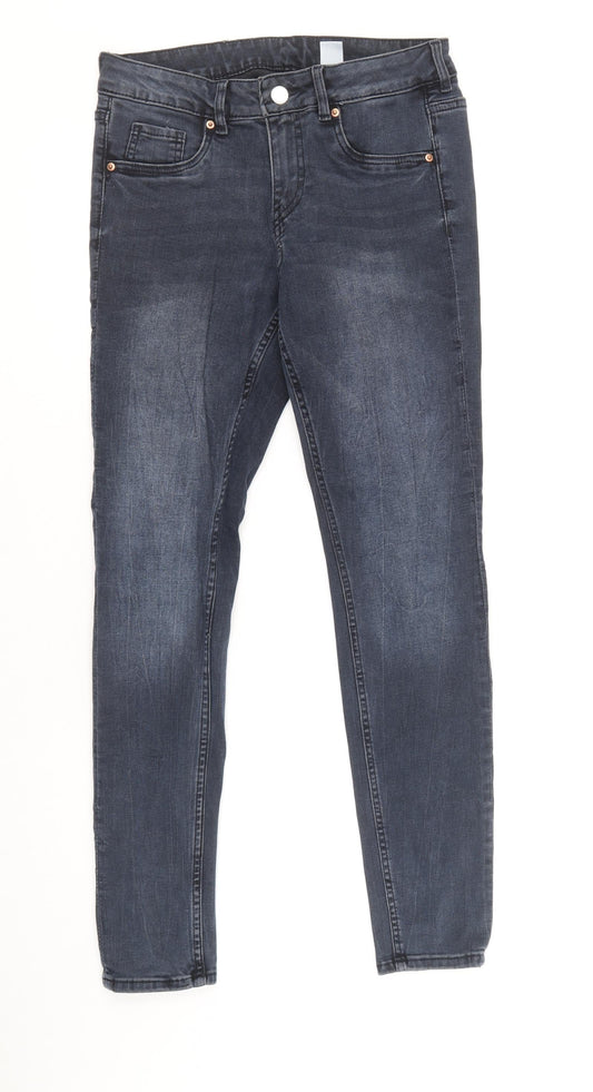 &Denim Womens Blue Cotton Skinny Jeans Size 10 Regular Zip
