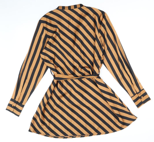 Y.A.S Womens Multicoloured Striped Polyester Fit & Flare Size L V-Neck Pullover