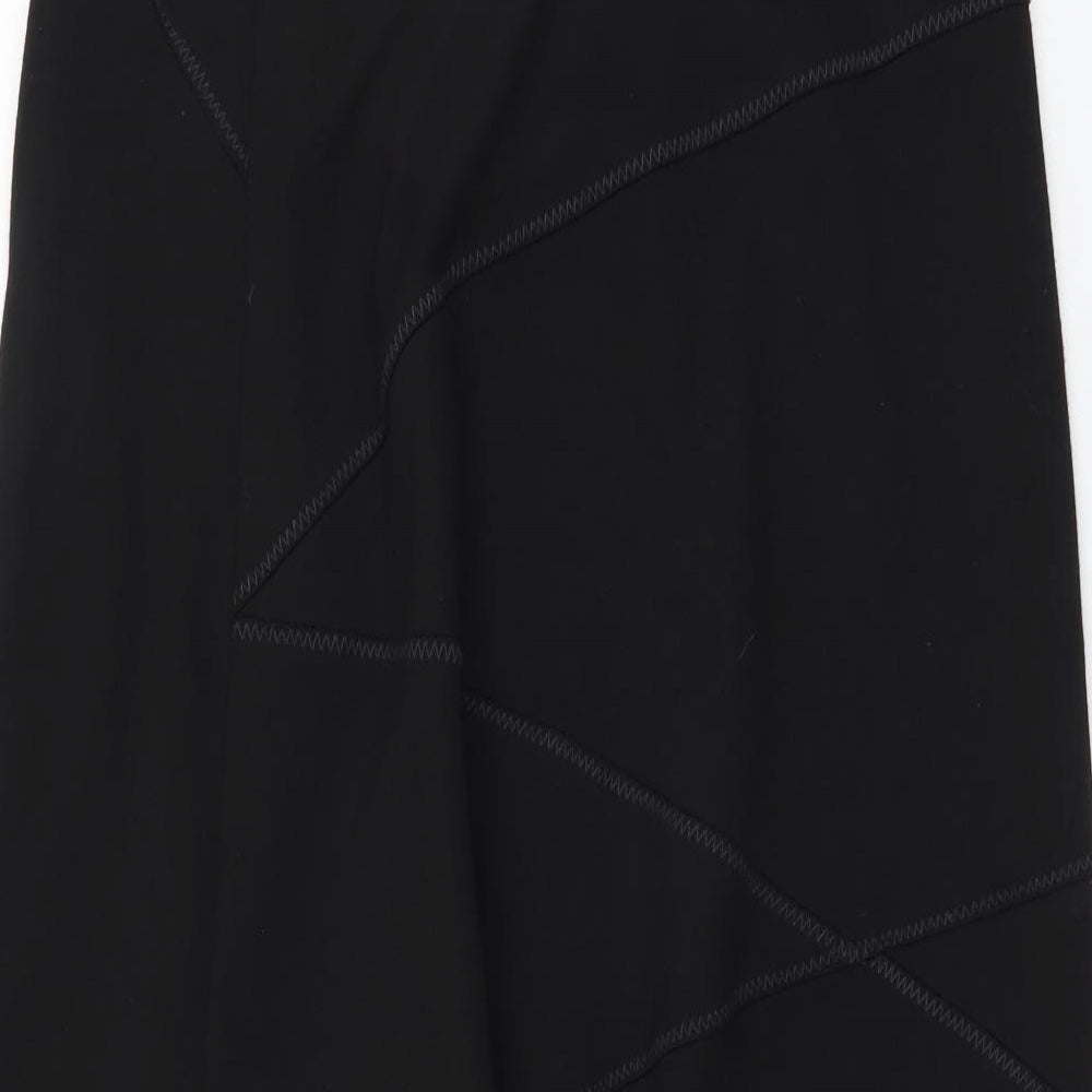 David Emanuel Womens Black Polyester Swing Skirt Size 14 Zip