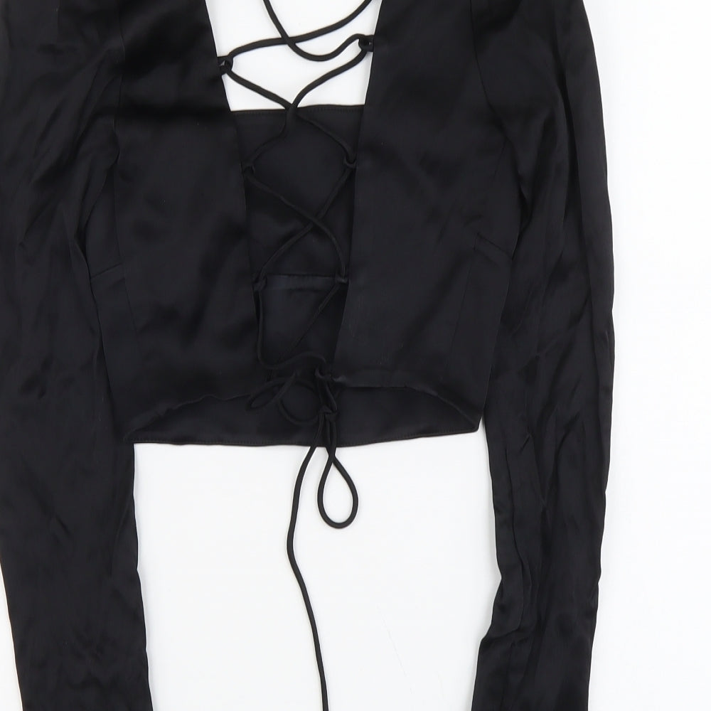 Womens UK Size S Zara Black Cropped T-Shirt