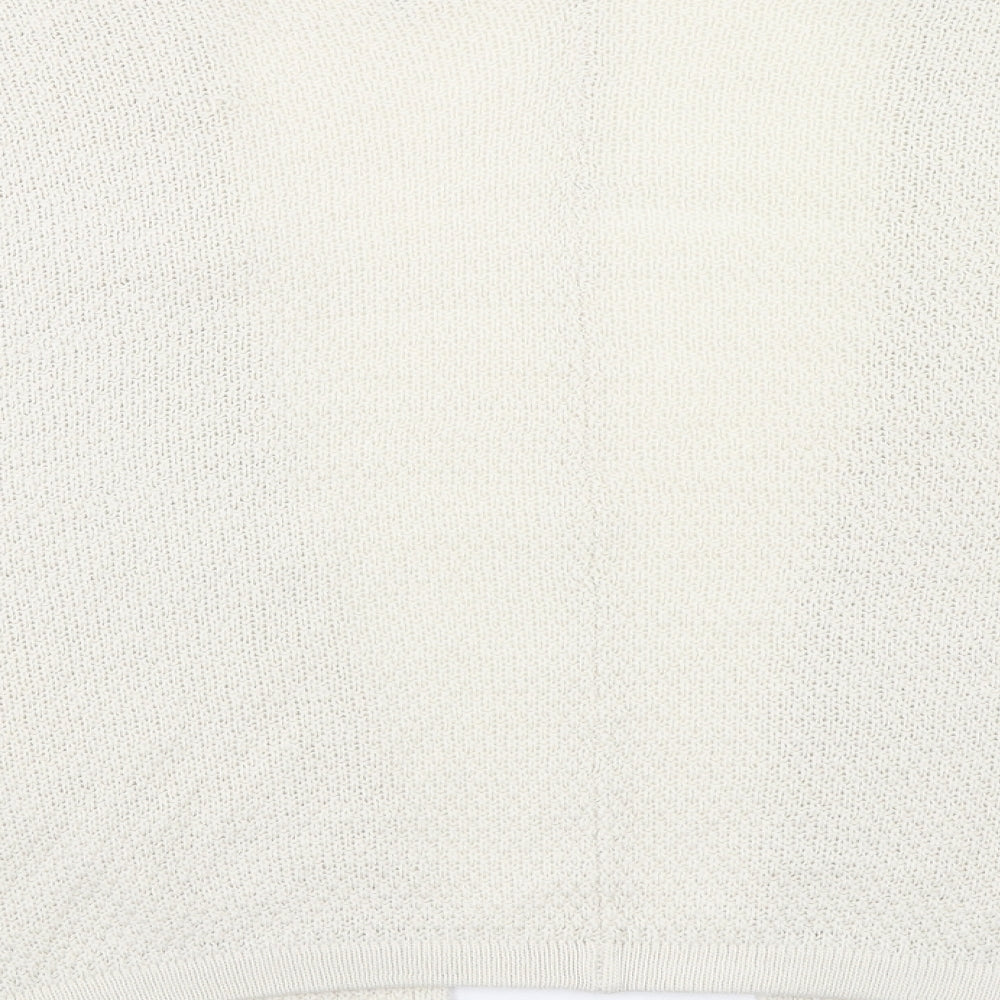 Andrea Jovine Womens Ivory V-Neck Viscose Cardigan Jumper Size S