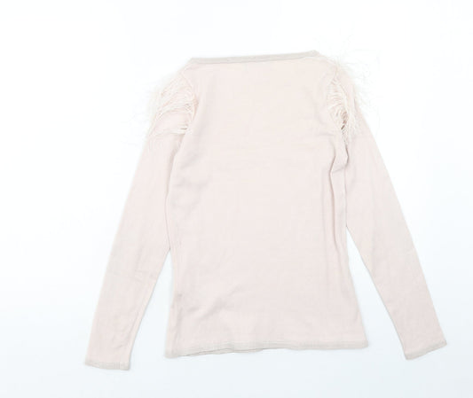 Coast Womens Pink Round Neck Polyester Pullover Jumper Size 8