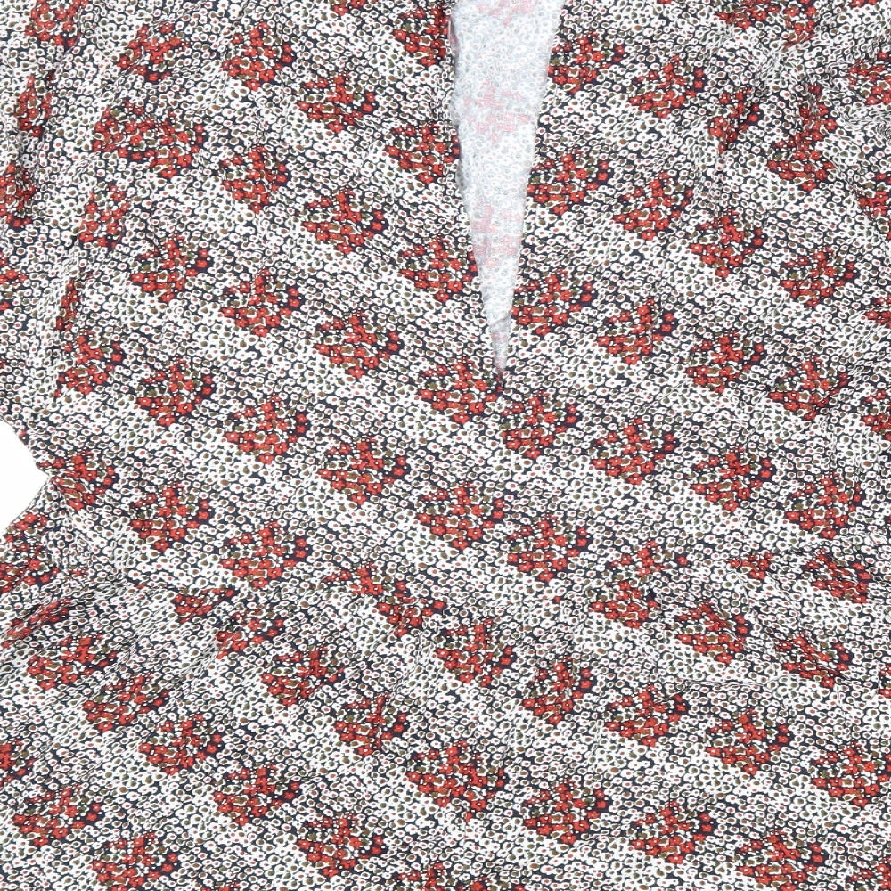 Zara Womens Multicoloured Geometric Viscose Playsuit One-Piece Size L Button