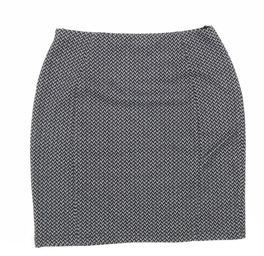 Papaya Womens Black Herringbone Polyester Straight & Pencil Skirt Size 10