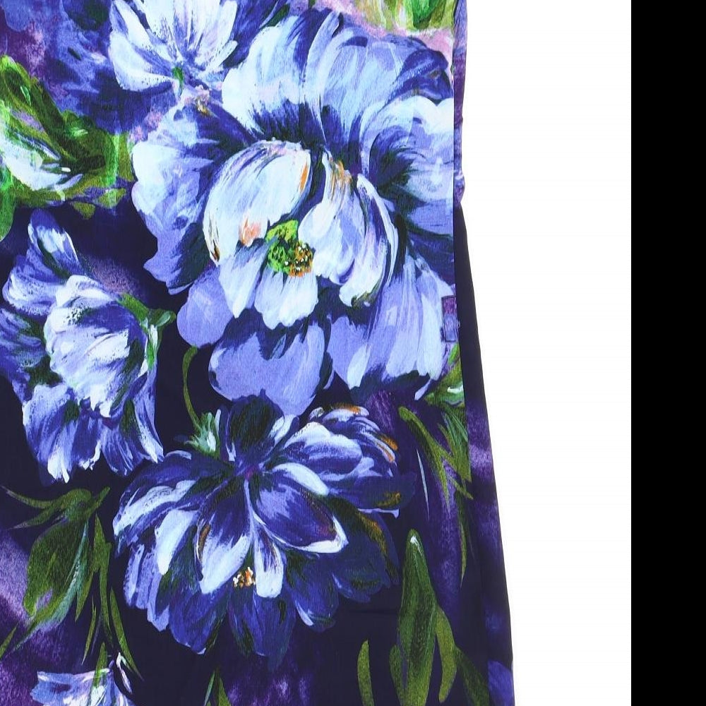 Billie & Blossom Womens Black Floral Polyester Shift Size 6 Round Neck Pullover