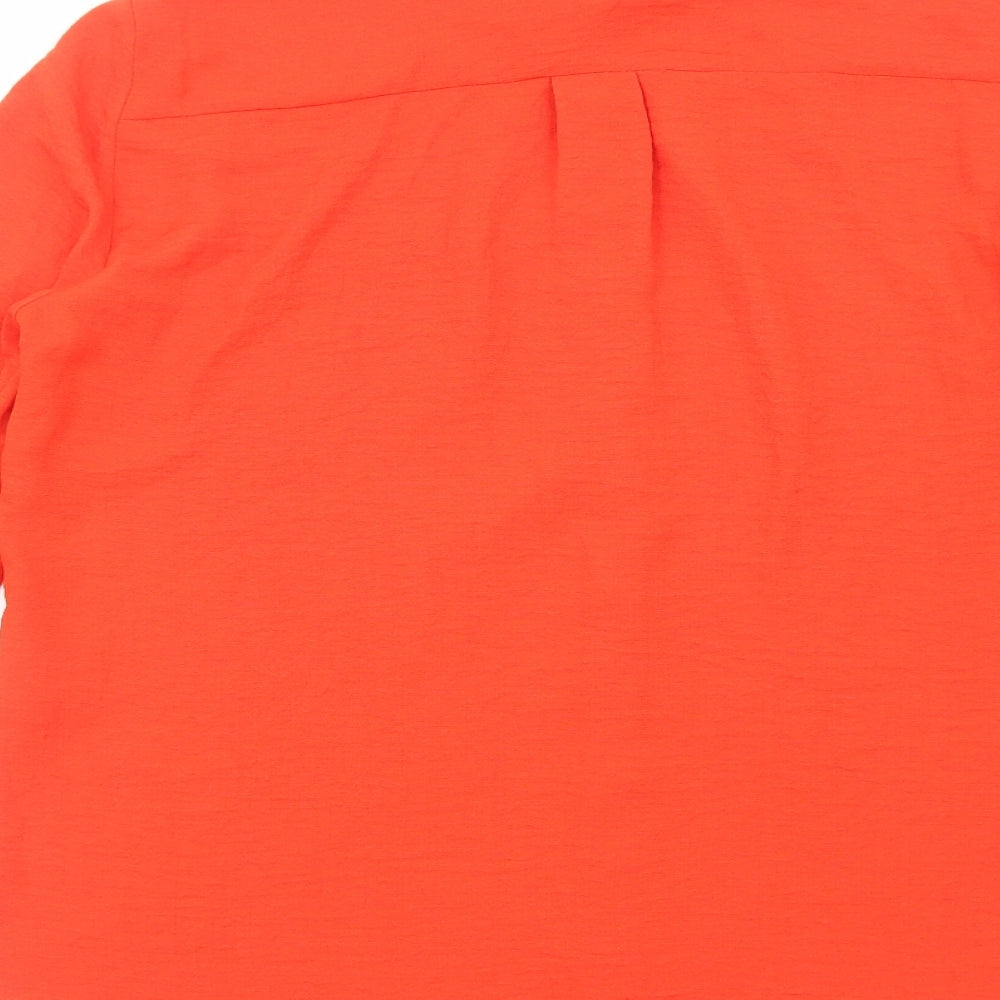 M&Co Womens Orange Viscose Basic Button-Up Size 14 Collared