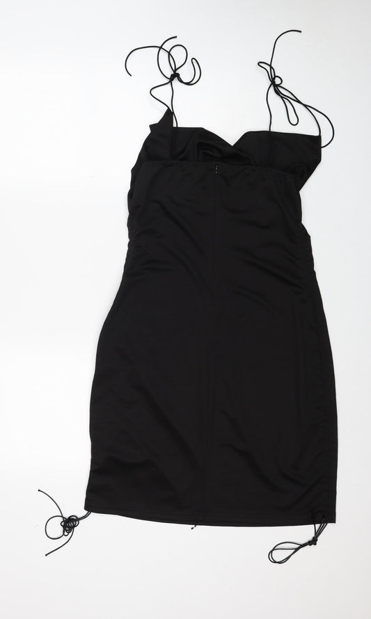 SheIn Womens Black Polyester Bodycon Size L Cowl Neck Zip