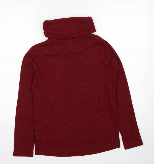 SheIn Womens Red Roll Neck Polyester Pullover Jumper Size XS - Ribbed