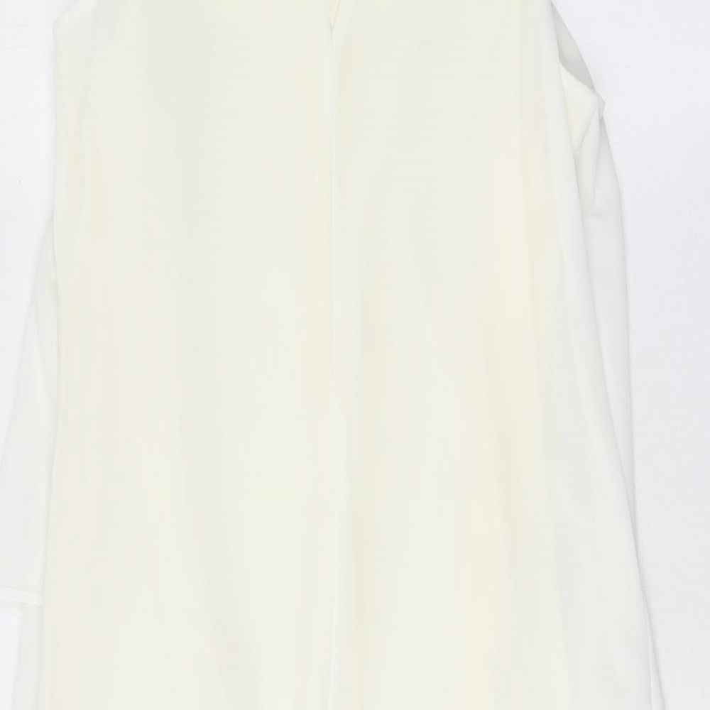 NEXT Womens White Polyester Trapeze & Swing Size 12 Round Neck Button