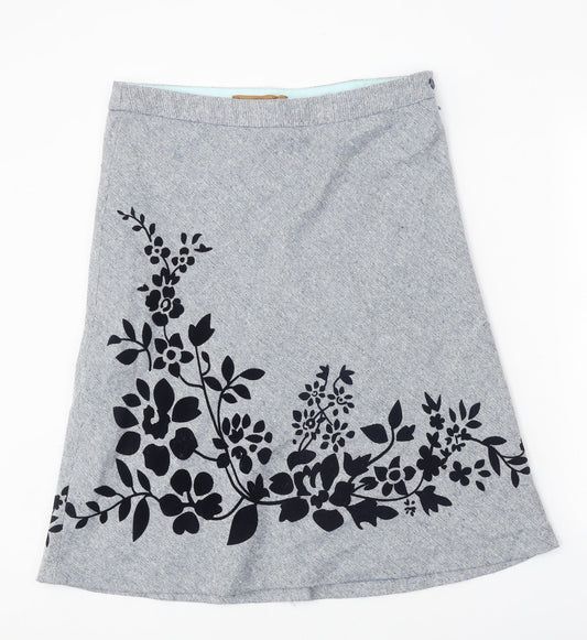 Fever Womens Blue Floral Polyester Swing Skirt Size 12 Zip