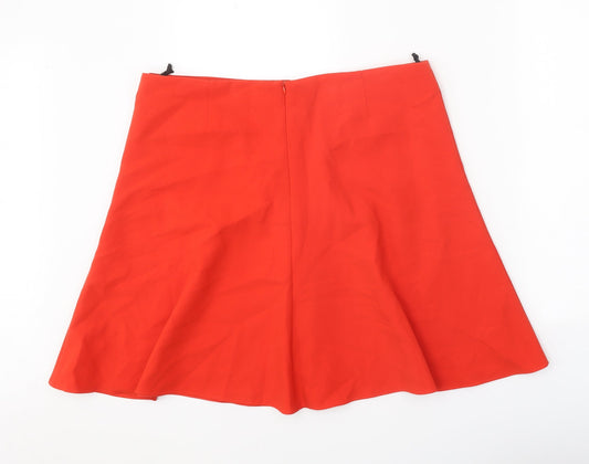 Marks and Spencer Womens Red Polyester Skater Skirt Size 37 in Zip