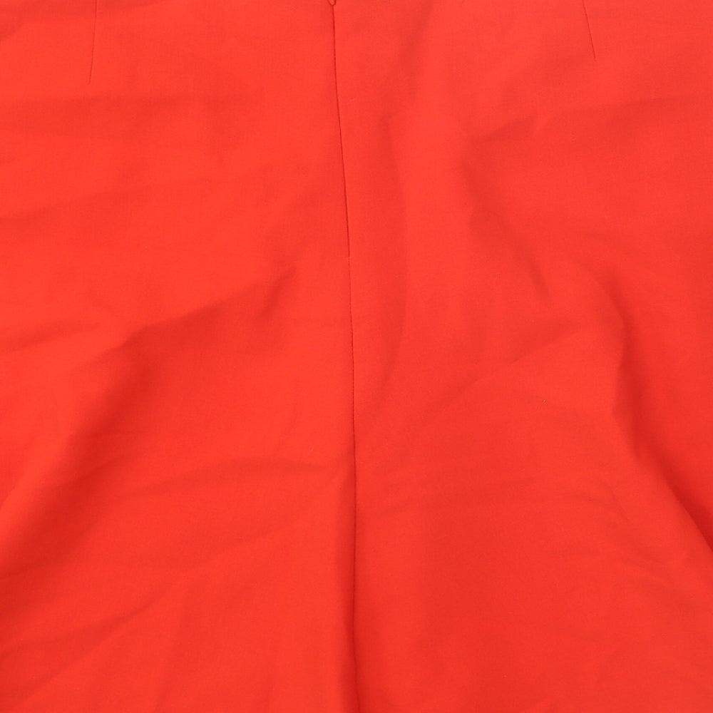 Marks and Spencer Womens Red Polyester Skater Skirt Size 37 in Zip