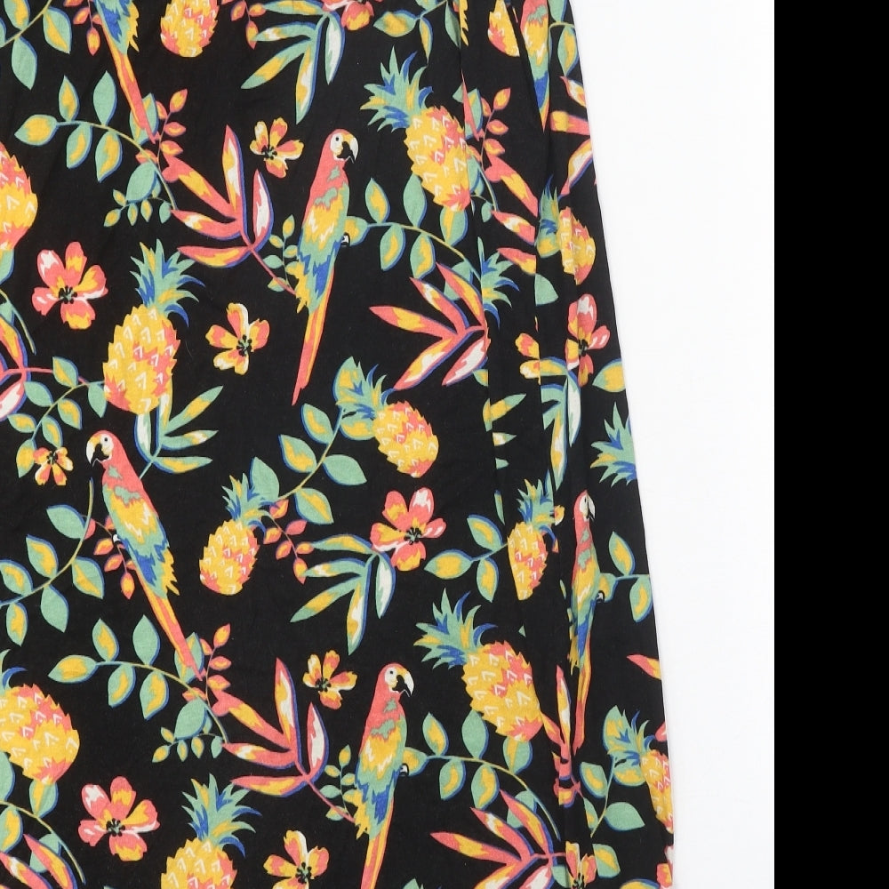 Peacocks Womens Black Geometric Polyester A-Line One Size Square Neck Pullover