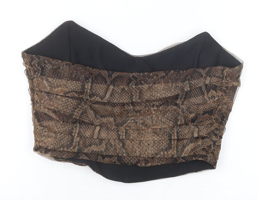 Womens UK Size L Zara Brown Cropped Tank