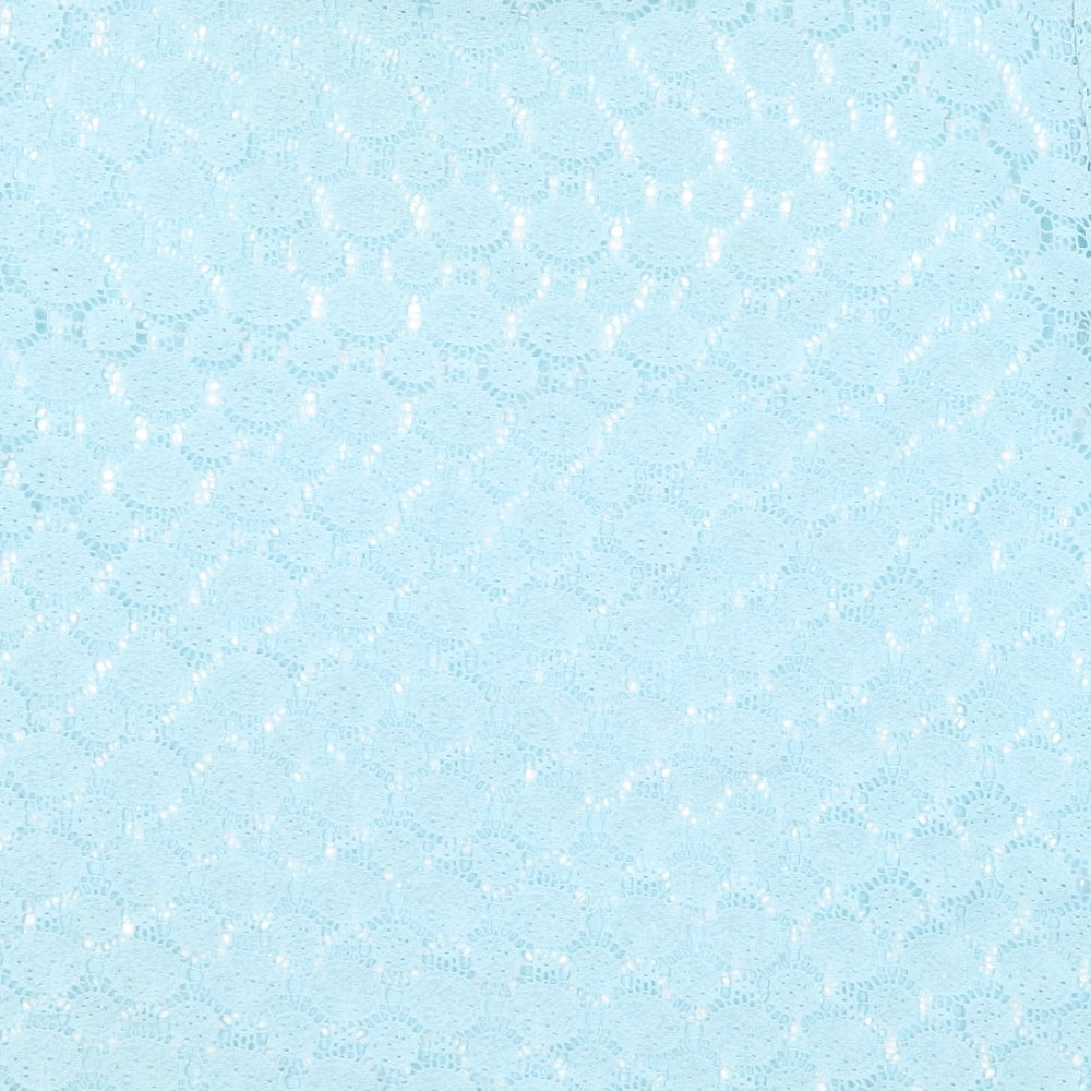 Primark Womens Blue Geometric Polyester Basic T-Shirt Size 10 Round Neck