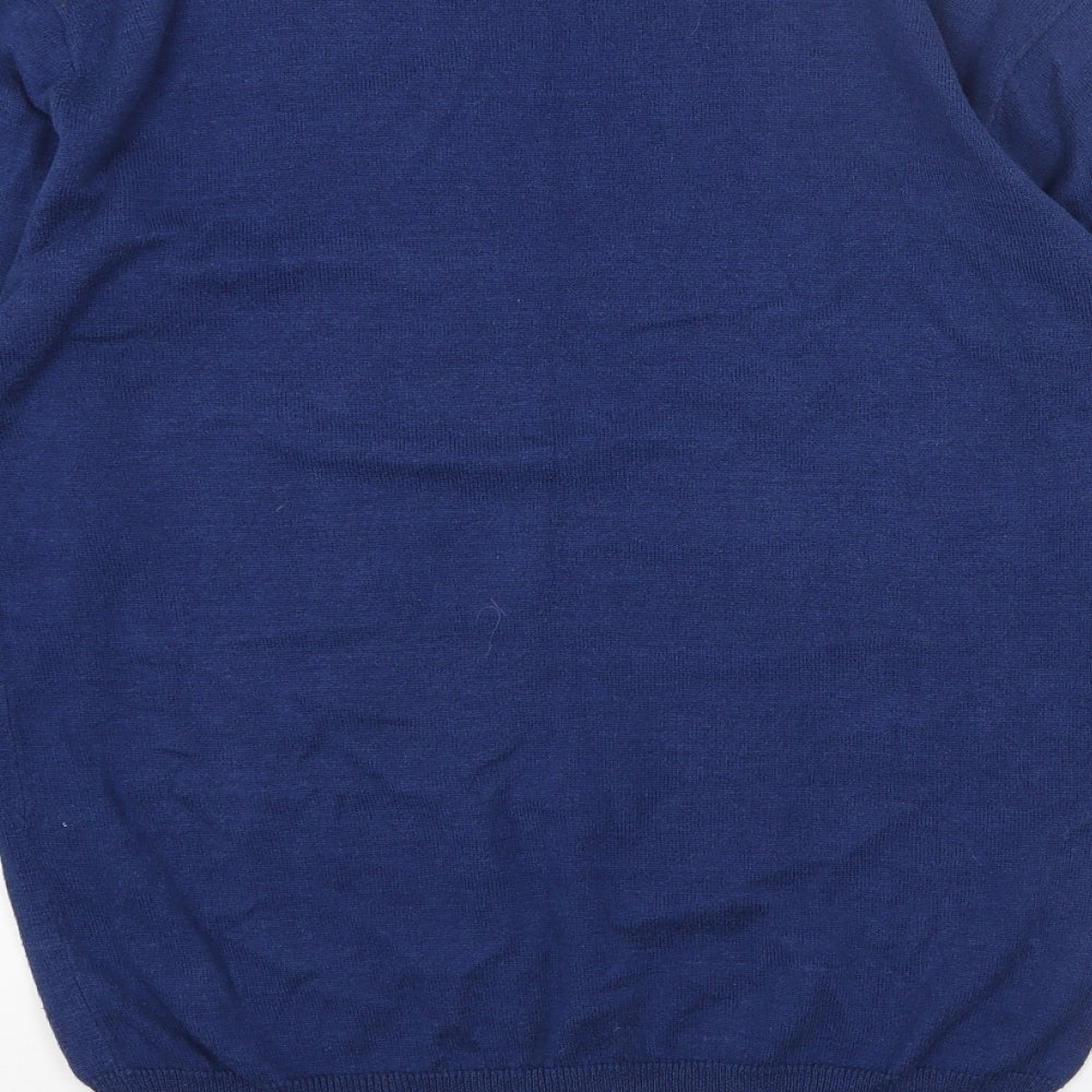 POP Mens Blue Mock Neck Acrylic Pullover Jumper Size M Long Sleeve