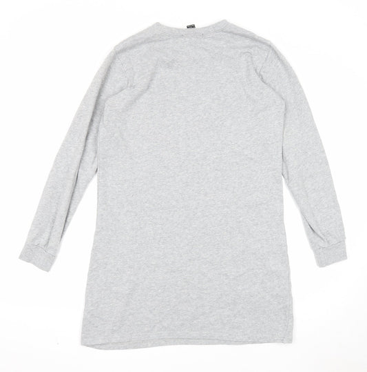 FOREVER 21 Womens Grey Cotton T-Shirt Dress Size S Round Neck Pullover - I Love You