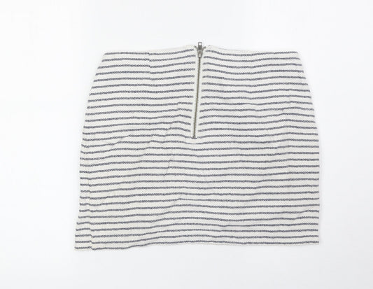 Gap Womens White Striped Cotton Bandage Skirt Size 6 Zip