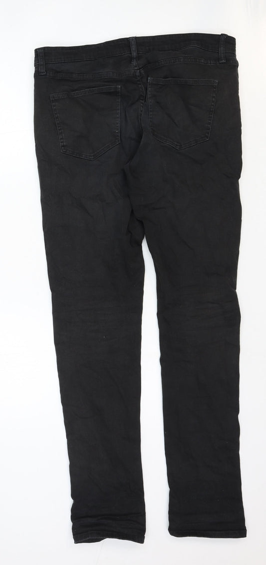 Uniqlo Womens Black Cotton Skinny Jeans Size 12 Regular Zip