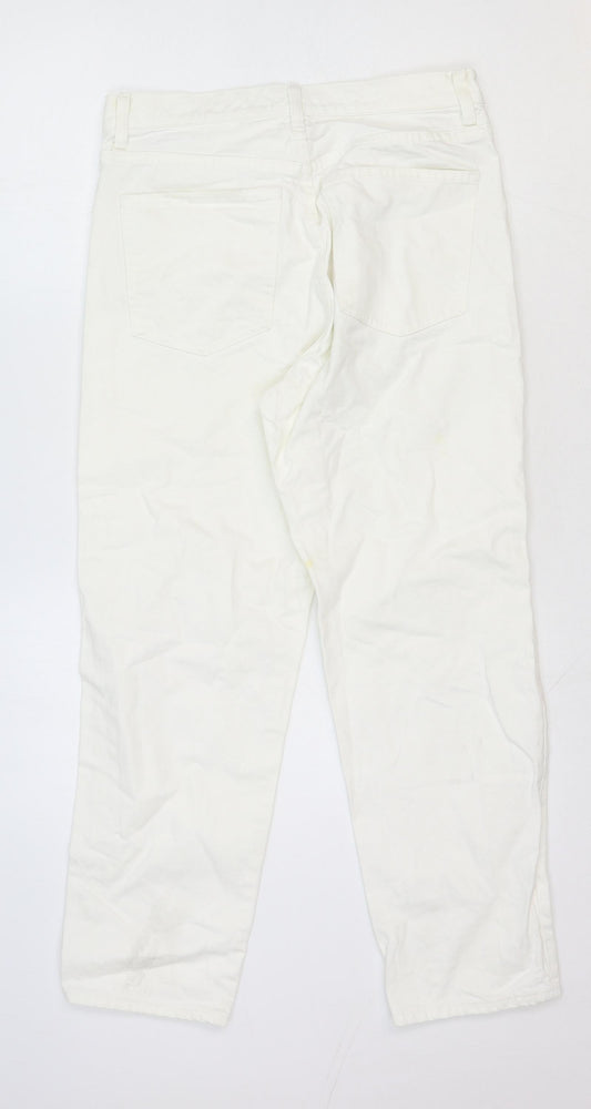 Uniqlo Womens White Cotton Straight Jeans Size 25 in Regular Zip