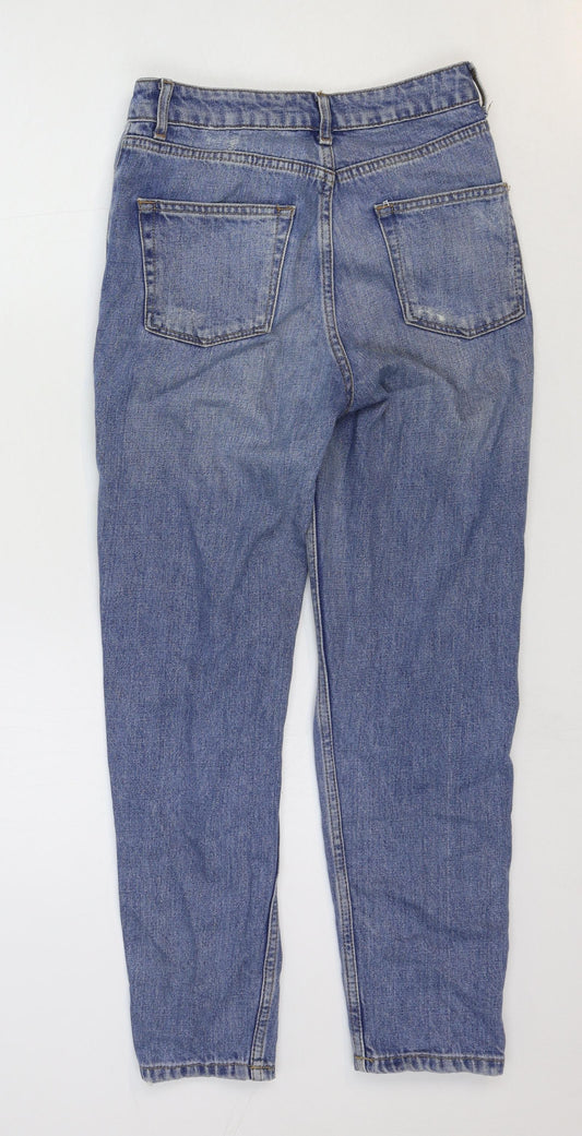 Topshop Womens Blue Cotton Straight Jeans Size 26 in Regular Zip