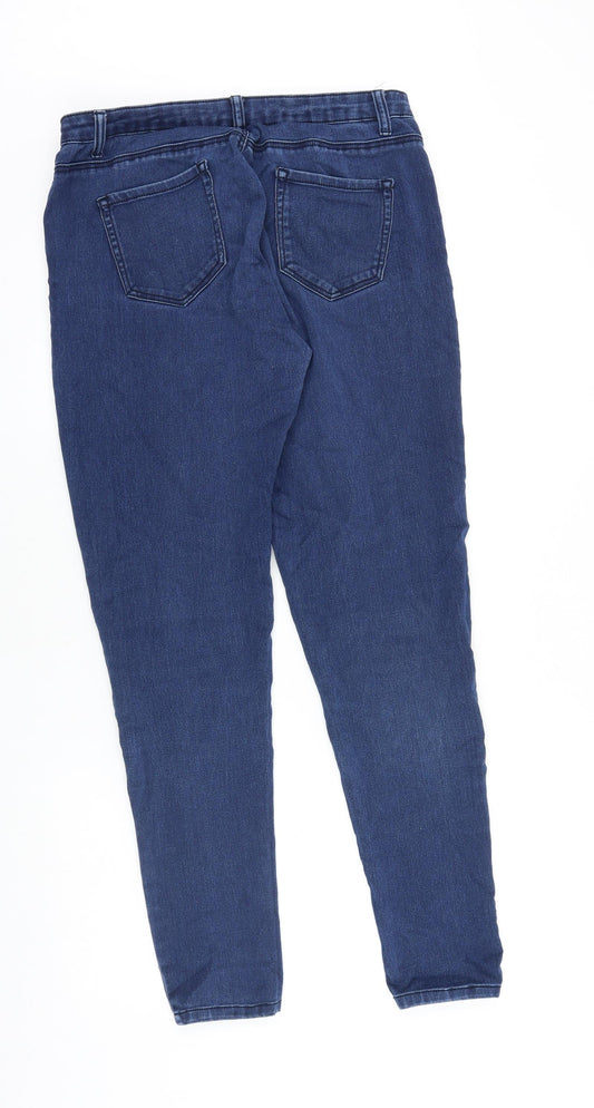 Denim & Co. Womens Blue Cotton Skinny Jeans Size 14 L28 in Regular Zip