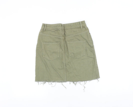 ASOS Womens Green Cotton Straight & Pencil Skirt Size 6 Zip
