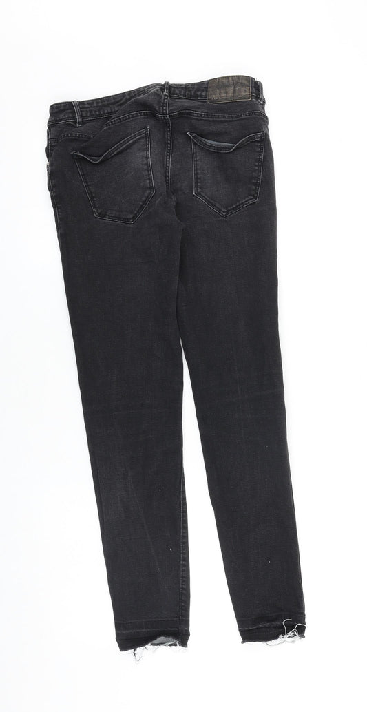 Zara Womens Black Cotton Skinny Jeans Size 10 L28 in Slim Zip