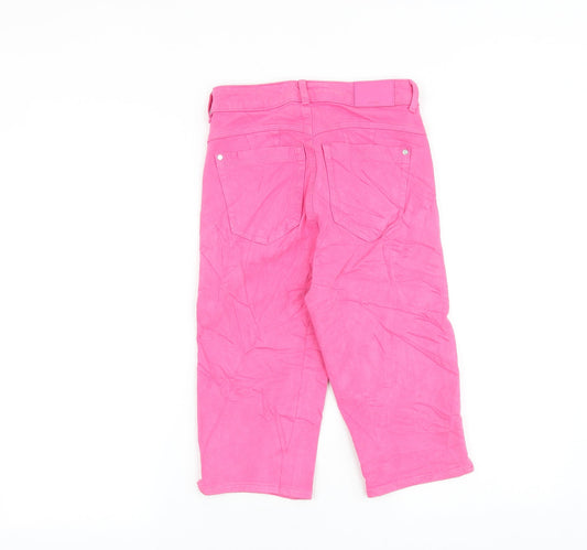 Zara Womens Pink Cotton Cropped Jeans Size 6 Regular Zip