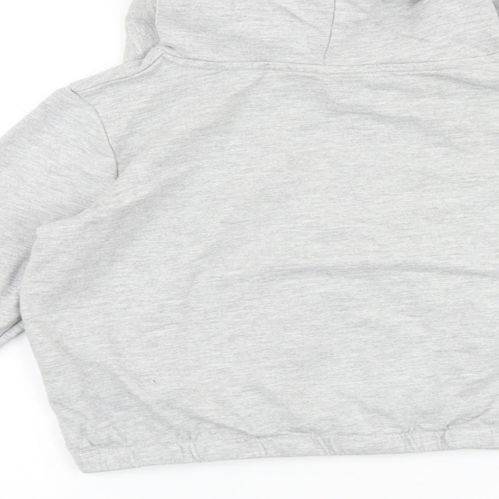 Lily & Dan Girls Grey 100% Cotton Pullover Hoodie Size 10-11 Years Pullover - Happy, Cropped