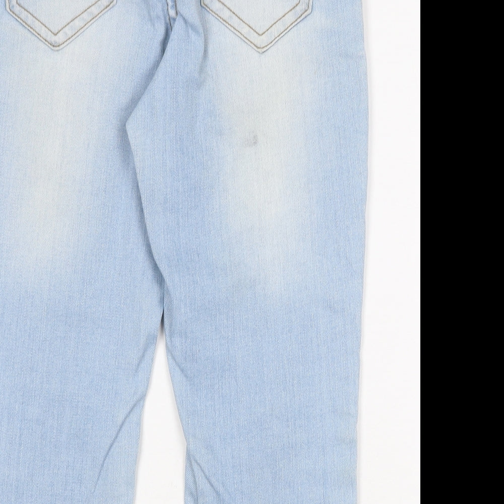 Miss Baron Womens Blue Cotton Cropped Jeans Size 8 Regular Zip