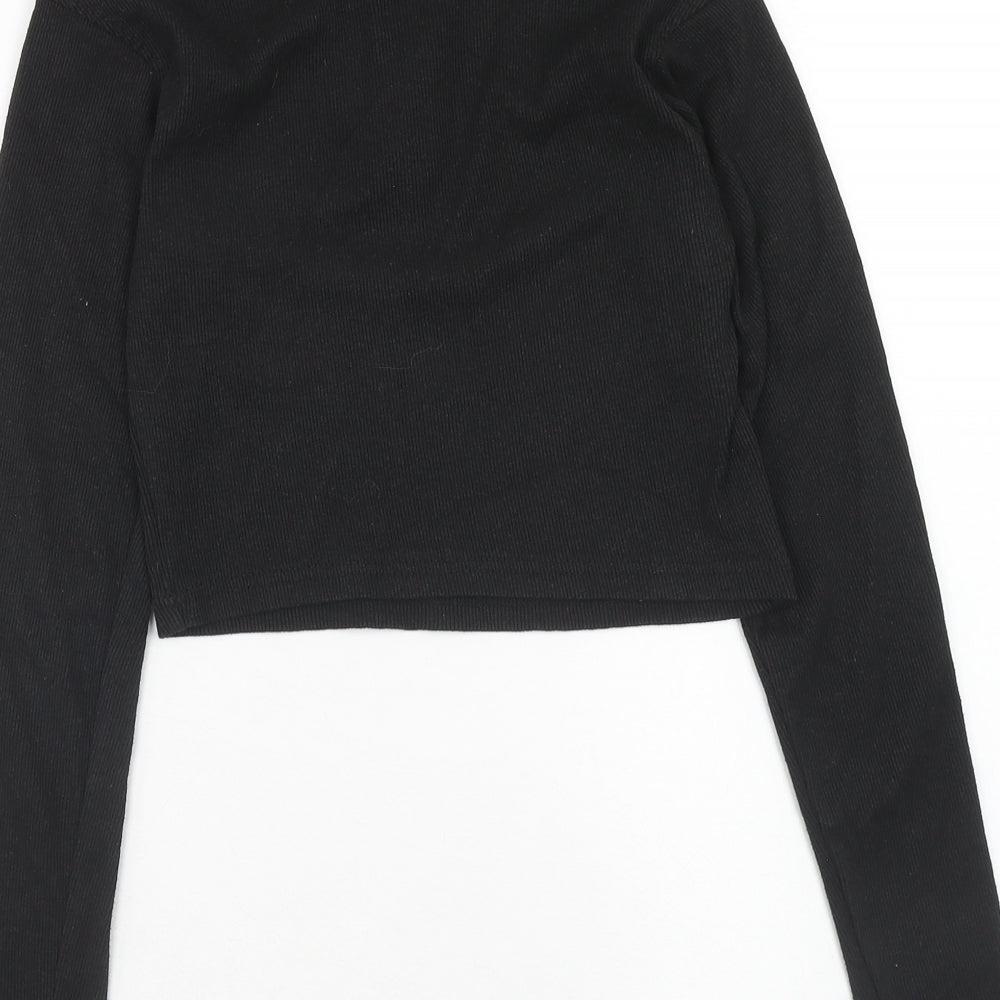 Womens UK Size M PRETTYLITTLETHING Black Cropped Blouse