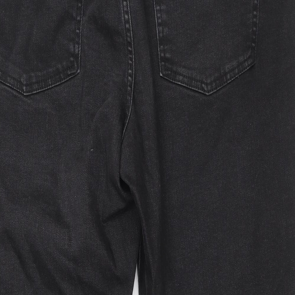 Denim & Co. Womens Black Cotton Straight Jeans Size 14 Regular Zip