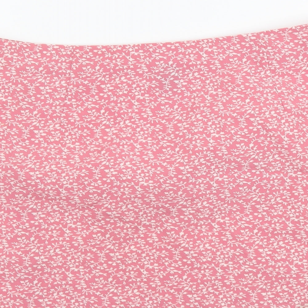 SheIn Womens Pink Floral Polyester Mini Skirt Size L Zip