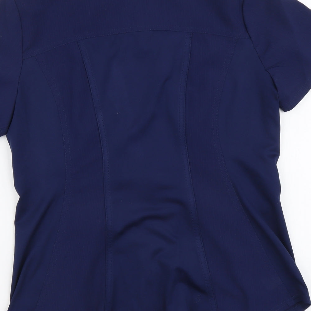 Cherokee Womens Blue Polyester Basic Blouse Size S Scoop Neck