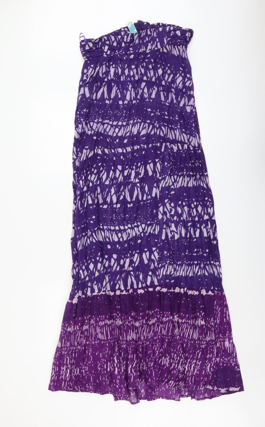 Ocean Club Womens Purple Geometric Cotton Maxi Size 10 Off the Shoulder Pullover