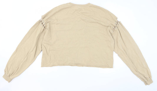 Womens UK Size M Pull&Bear Beige Pullover Sweatshirt