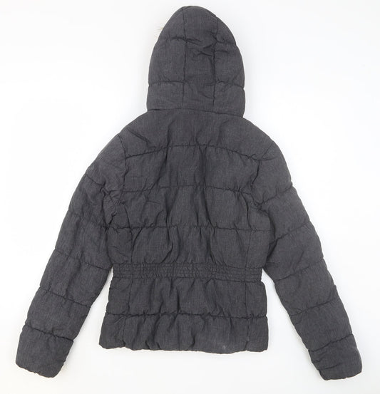 H&M Womens Grey Puffer Jacket Jacket Size 8 Zip