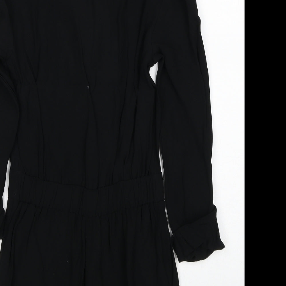 Topshop Womens Black Viscose Playsuit One-Piece Size 4XL Button