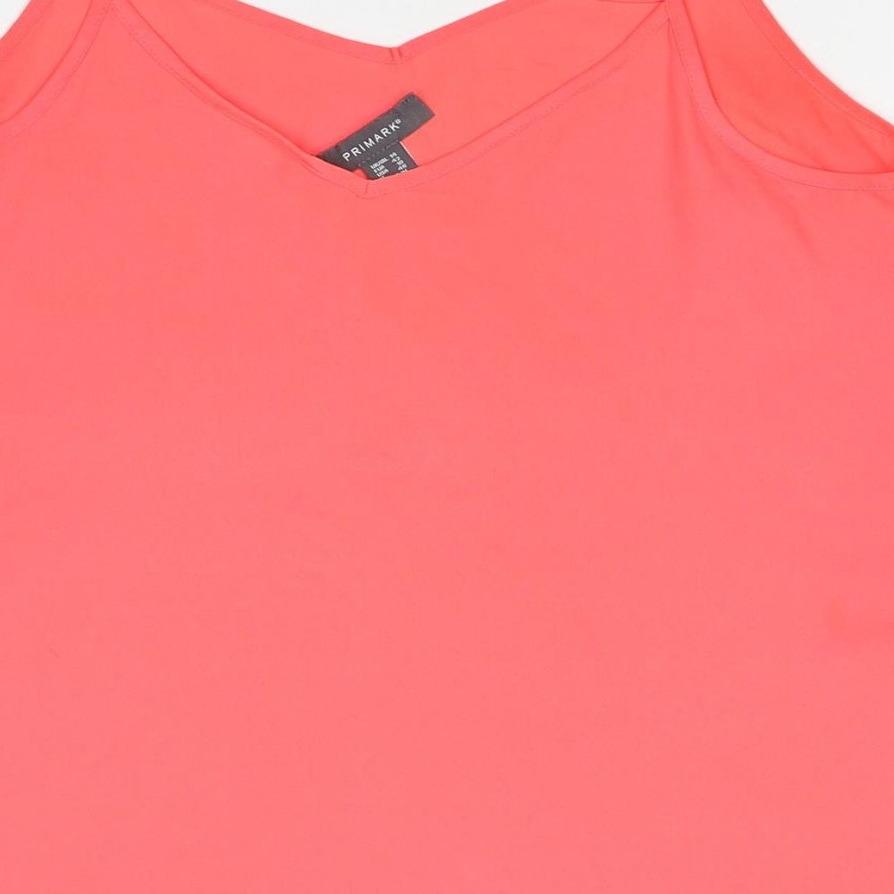 Primark Womens Pink Polyester Basic Tank Size 14 V-Neck