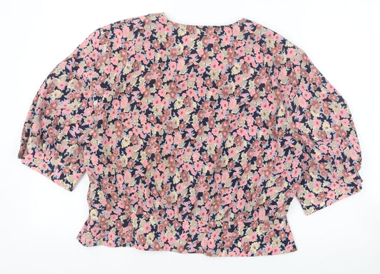 Womens UK Size 18 Littlewoods Pink Cropped Button-Up