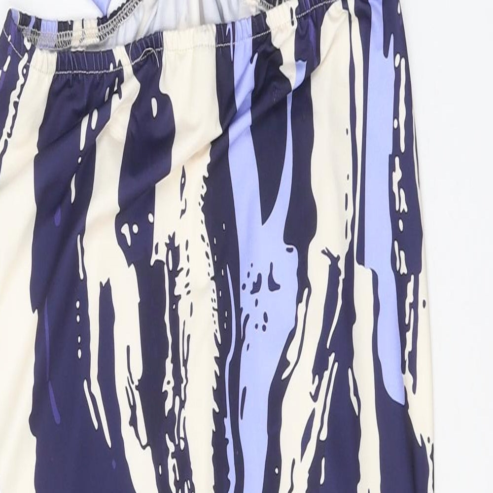 SheIn Womens Purple Geometric Polyester Bodycon Size L V-Neck Tie